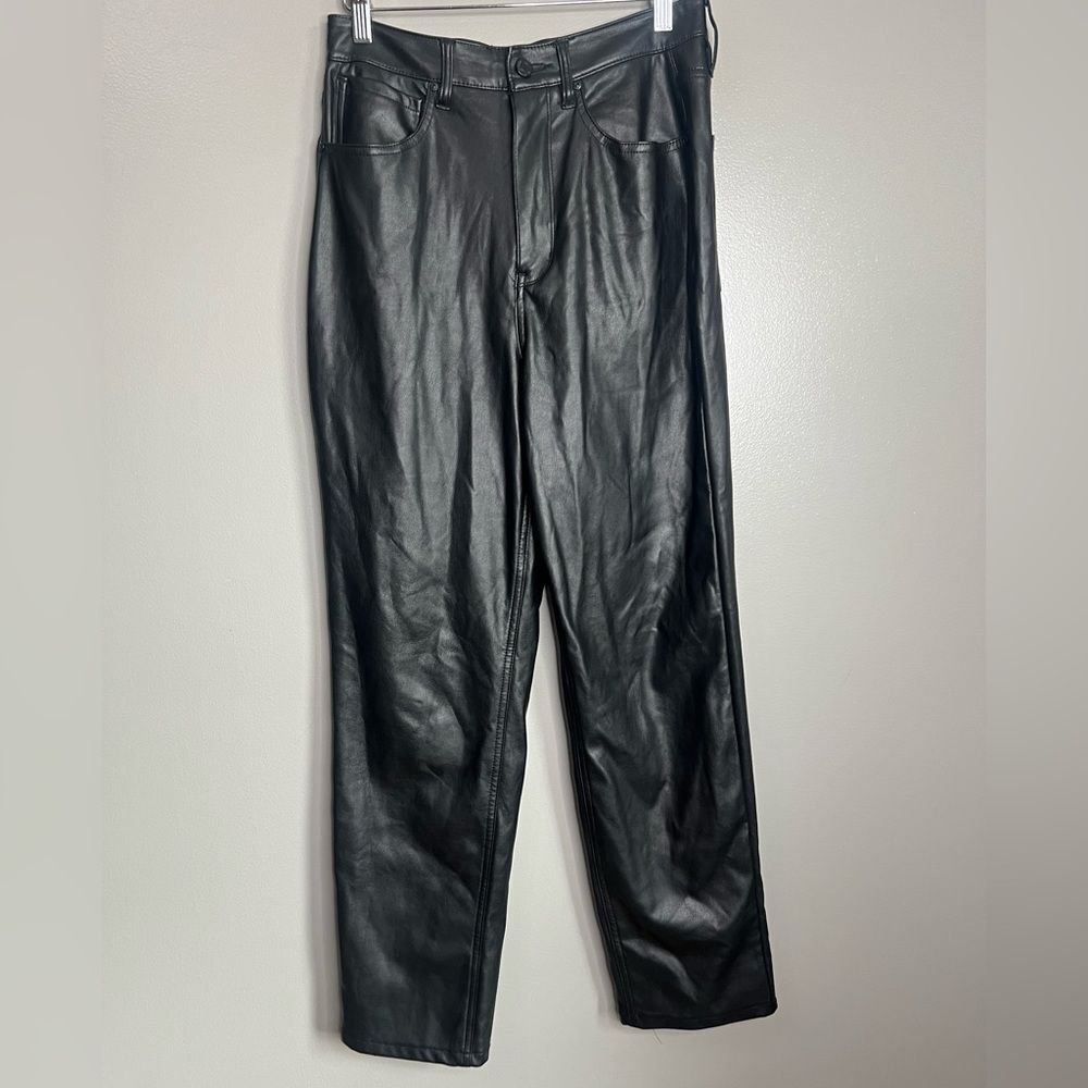 AFRM faux leather black straight leg pants size 28 rocker edgy club gothic emo